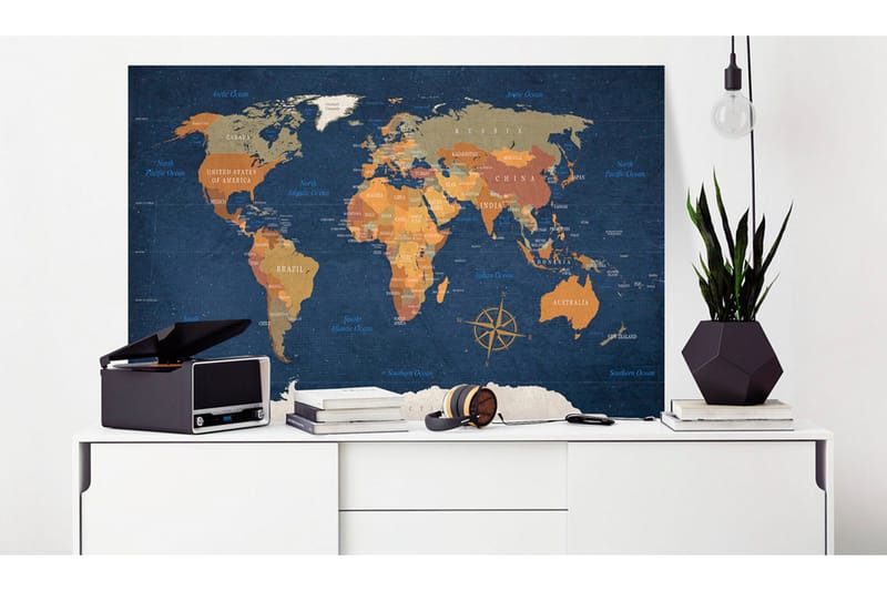 Billede World Map: Ink Oceans 120x80, Artgeist sp. z o. o.