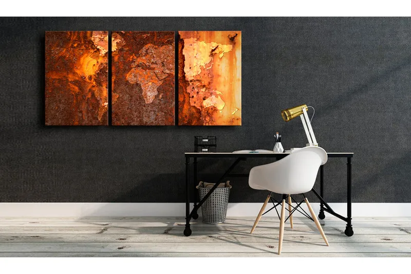 Billede World Map Old Rust 120x60 - Artgeist sp. z o. o. - Boligtilbehør - Billeder & kunst - Billeder på lærred