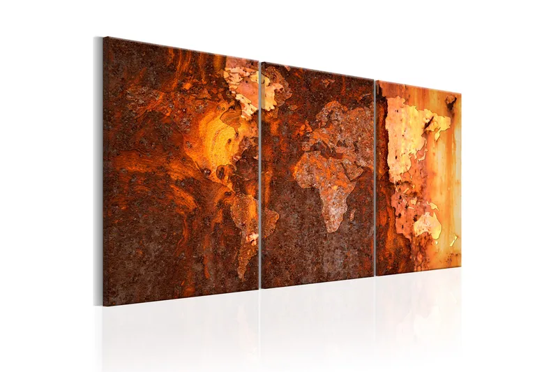 Billede World Map Old Rust 120x60 - Artgeist sp. z o. o. - Boligtilbehør - Billeder & kunst - Billeder på lærred