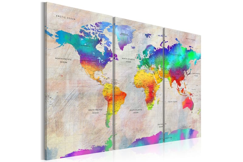 Billede World Map Rainbow Gradient 120x80, Artgeist sp. z o. o.