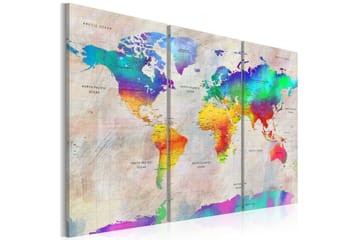 Billede World Map Rainbow Gradient 90x60 - Artgeist sp. z o. o. - Boligtilbehør - Billeder & kunst - Billeder på lærred