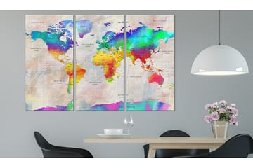 Billede World Map Rainbow Gradient 90x60 - Artgeist sp. z o. o. - Boligtilbehør - Billeder & kunst - Billeder på lærred