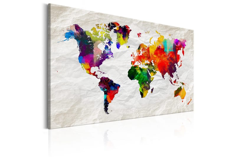 Billede World Map: Rainbow Madness 120x80 - Artgeist sp. z o. o. - Boligtilbehør - Billeder & kunst - Billeder på lærred