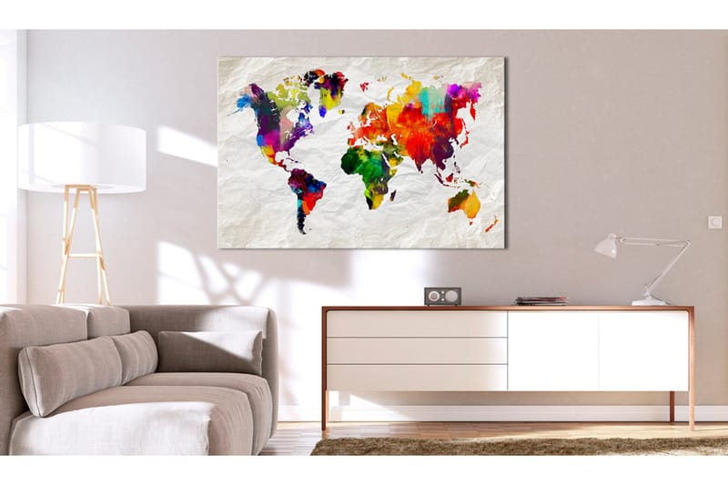 Billede World Map: Rainbow Madness 120x80, Artgeist sp. z o. o.