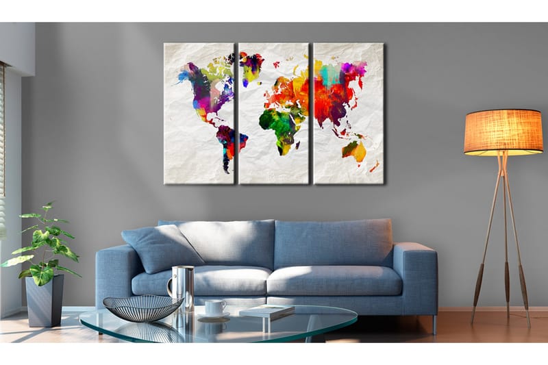 Billede World Map: Rainbow Madness II 90x60, Artgeist sp. z o. o.