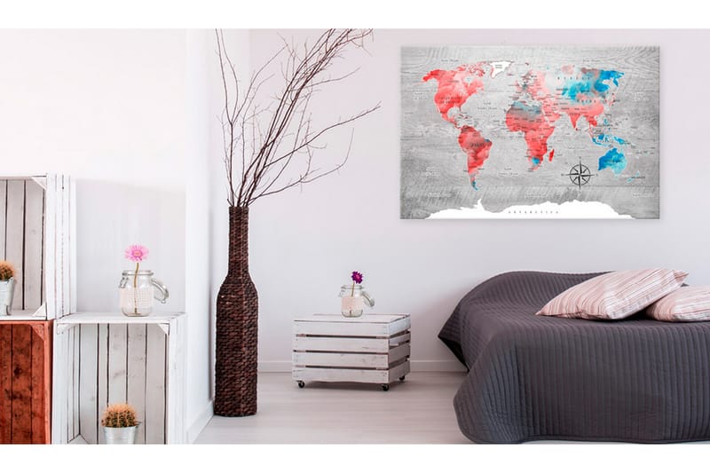 Billede World Map: Red Roam 120x80, Artgeist sp. z o. o.