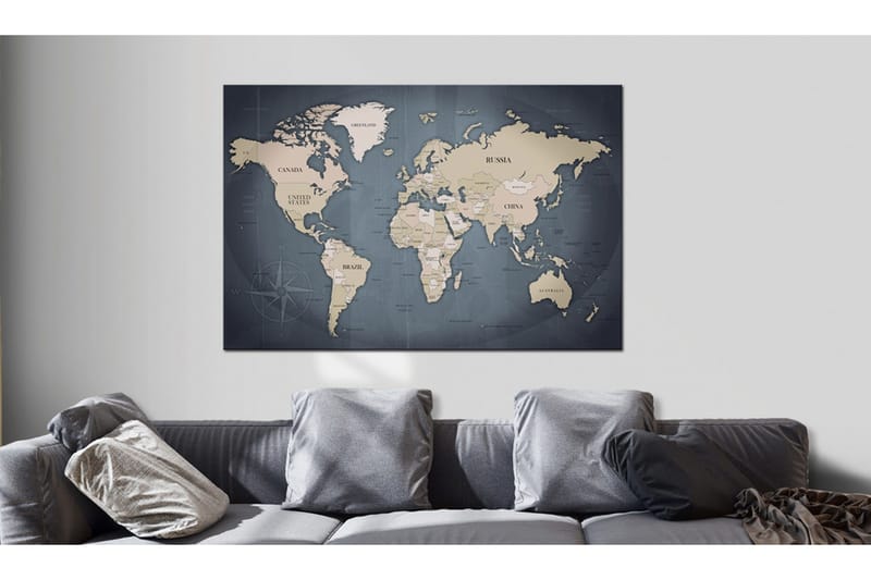 Billede World Map: Shades of Grey 120x80, Artgeist sp. z o. o.