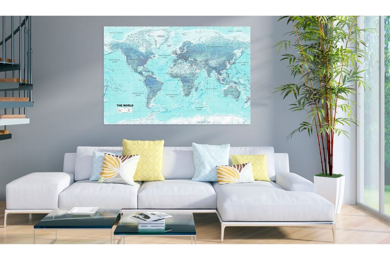 Billede World Map: Sky Blue World 90x60, Artgeist sp. z o. o.