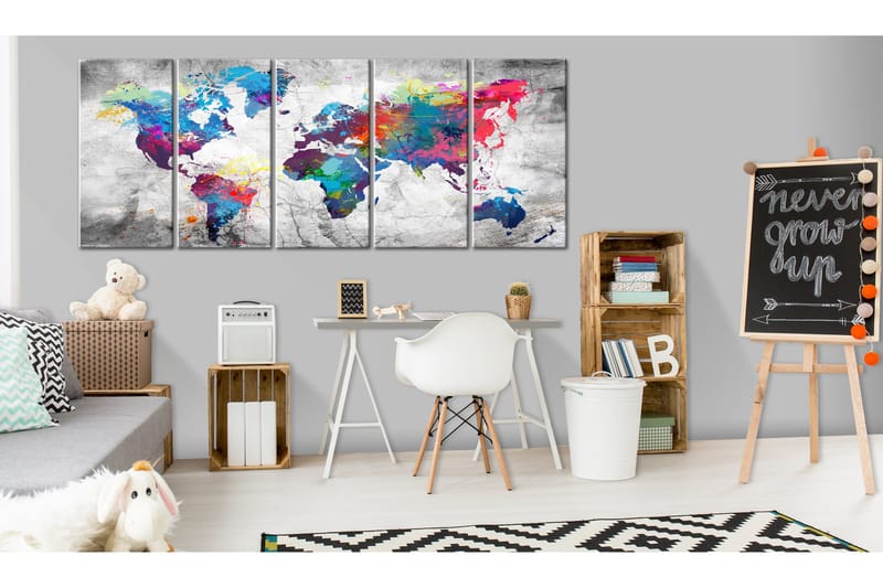 Billede World Map: Spilt Paint 225x90, Artgeist sp. z o. o.