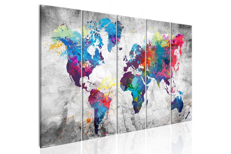 Billede World Map: Spilt Paint 225x90 - Artgeist sp. z o. o. - Boligtilbehør - Billeder & kunst - Billeder på lærred