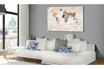 Billede World Map: Stony Oceans 120x80 - Artgeist sp. z o. o. - Boligtilbehør - Billeder & kunst - Billeder på lærred