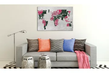 Billede World Map: The French Connection (FR) 90x60 - Artgeist sp. z o. o. - Boligtilbehør - Billeder & kunst - Billeder på lærred
