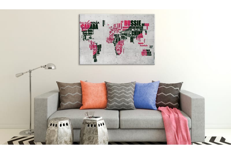 Billede World Map: The French Connection (FR) 90x60 - Artgeist sp. z o. o. - Boligtilbehør - Billeder & kunst - Billeder på lærred