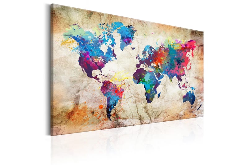 Billede World Map: Urban Style 90x60 - Artgeist sp. z o. o. - Boligtilbehør - Billeder & kunst - Billeder på lærred
