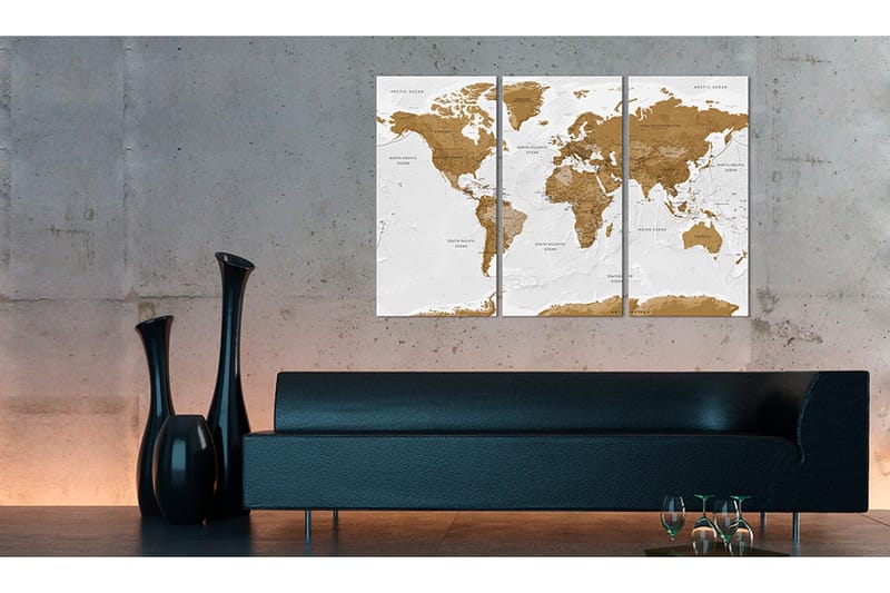 Billede World Map White Poetry 120x80 - Artgeist sp. z o. o. - Boligtilbehør - Billeder & kunst - Billeder på lærred