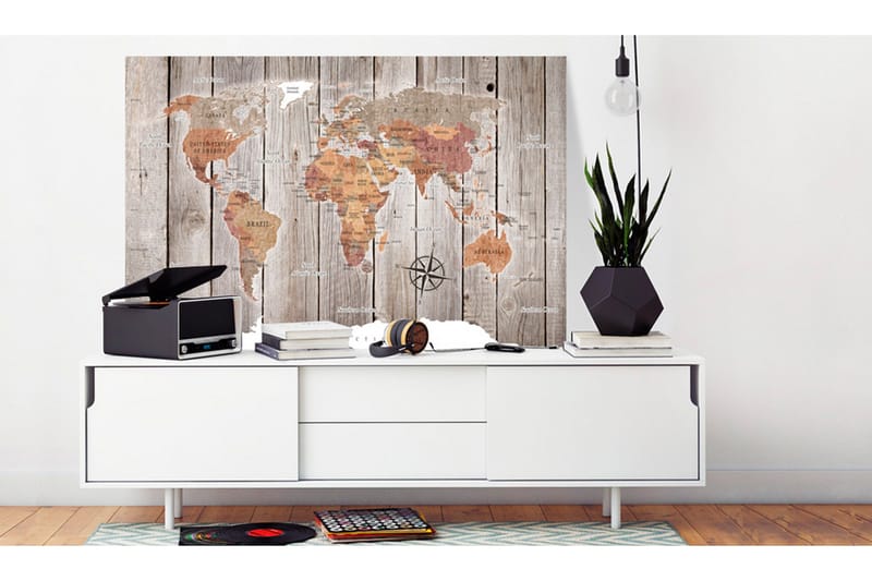 Billede World Map: Wooden Stories 120x80, Artgeist sp. z o. o.