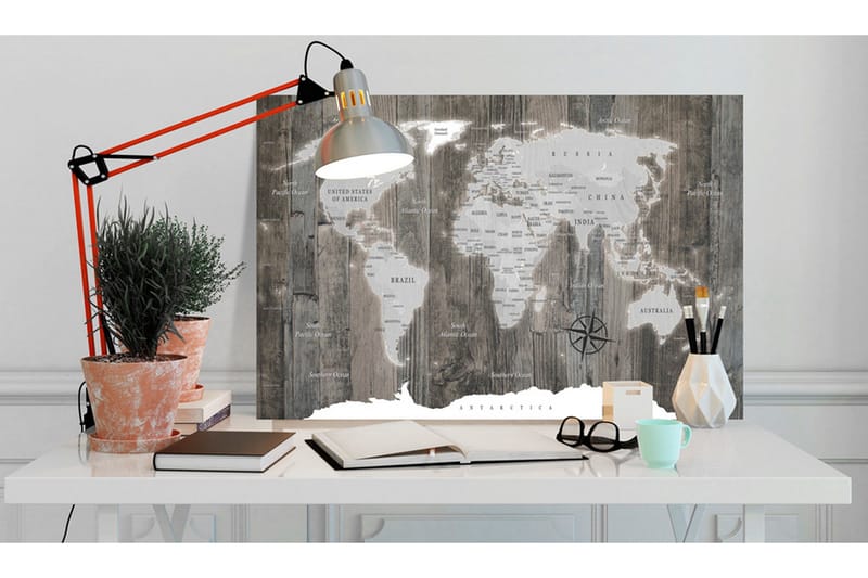 Billede World Map: Wooden World 120x80, Artgeist sp. z o. o.
