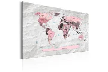 Billede World Map: Pink Continents 60x40 - Artgeist sp. z o. o. - Boligtilbehør - Billeder & kunst - Billeder på lærred