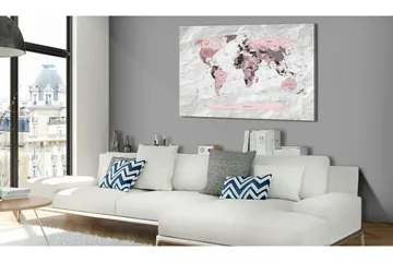 Billede World Map: Pink Continents 60x40 - Artgeist sp. z o. o. - Boligtilbehør - Billeder & kunst - Billeder på lærred