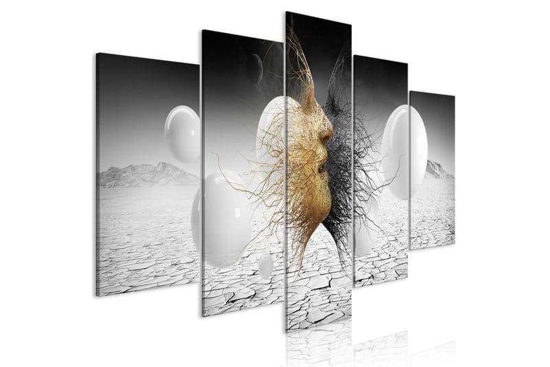 Billede Woven Faces 5 Parts Wide Golden 100x50, Artgeist sp. z o. o.