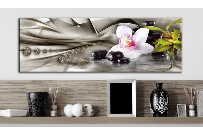 Billede Zen Composition Orchid Bamboo And Stones 120x40 - Artgeist sp. z o. o. - Boligtilbehør - Billeder & kunst - Billeder på lærred