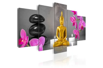 Billede Zen Golden Buddha 200x100 - Artgeist sp. z o. o. - Boligtilbehør - Billeder & kunst - Billeder på lærred