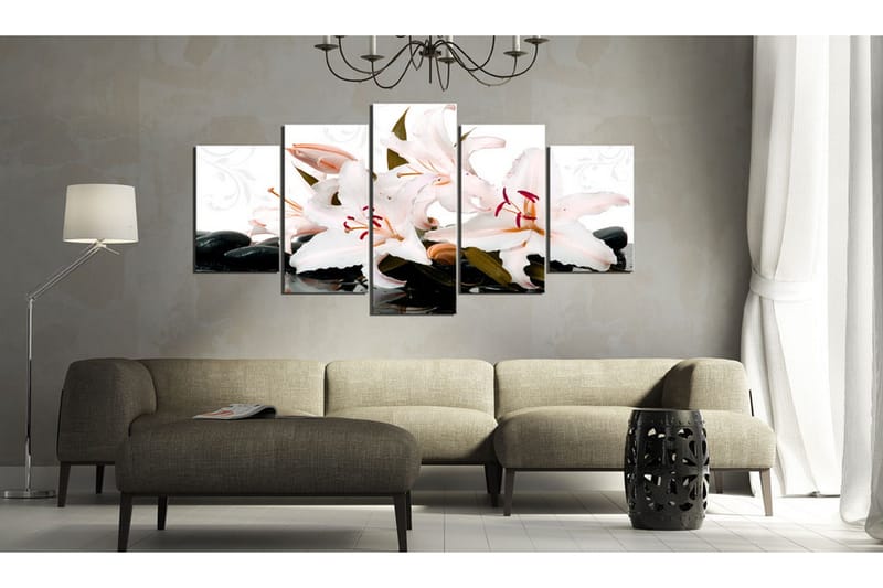 Billede Zen Stones And Lilies 200x100 - Artgeist sp. z o. o. - Boligtilbehør - Billeder & kunst - Billeder på lærred