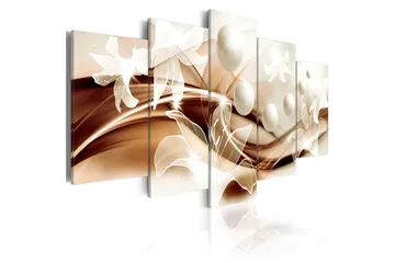 Billede Pearl Lilies In Bronze 200x100 - Artgeist sp. z o. o. - Boligtilbehør - Billeder & kunst - Billeder på lærred