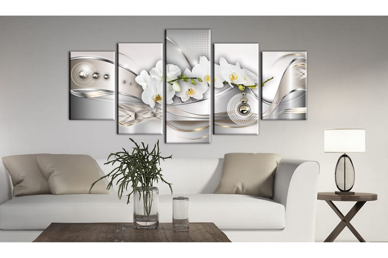 Billede Pearl Dance Of Orchids 200x100 - Artgeist sp. z o. o. - Boligtilbehør - Billeder & kunst - Billeder på lærred