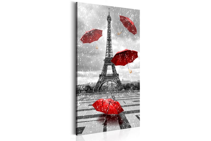 Billede Paris: Red Umbrellas 60x120 - Artgeist sp. z o. o. - Boligtilbehør - Billeder & kunst - Billeder på lærred