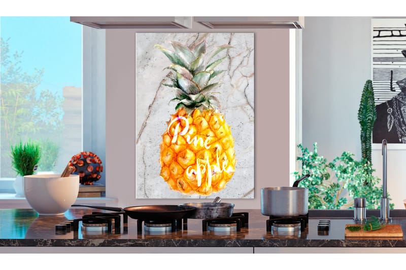 Billede Pineapple and Marble (1 Part) Lodret 60x90 - Artgeist sp. z o. o. - Boligtilbehør - Billeder & kunst - Billeder på lærred