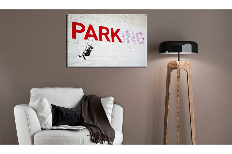 Billede Parking Girl Swing at Banksy 120x80 - Artgeist sp. z o. o. - Boligtilbehør - Billeder & kunst - Billeder på lærred