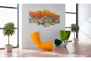 Billede Parisian Sky In Orange Colour 100x50 - Artgeist sp. z o. o. - Boligtilbehør - Billeder & kunst - Billeder på lærred