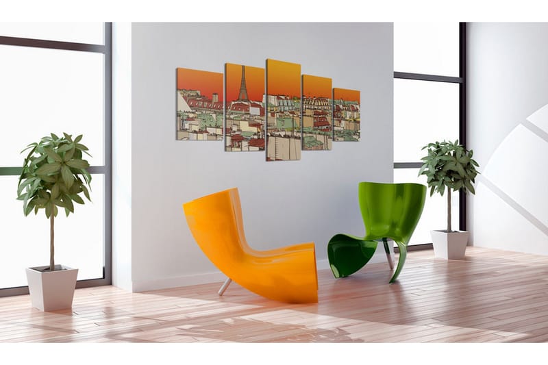 Billede Parisian Sky In Orange Colour 100x50 - Artgeist sp. z o. o. - Boligtilbehør - Billeder & kunst - Billeder på lærred