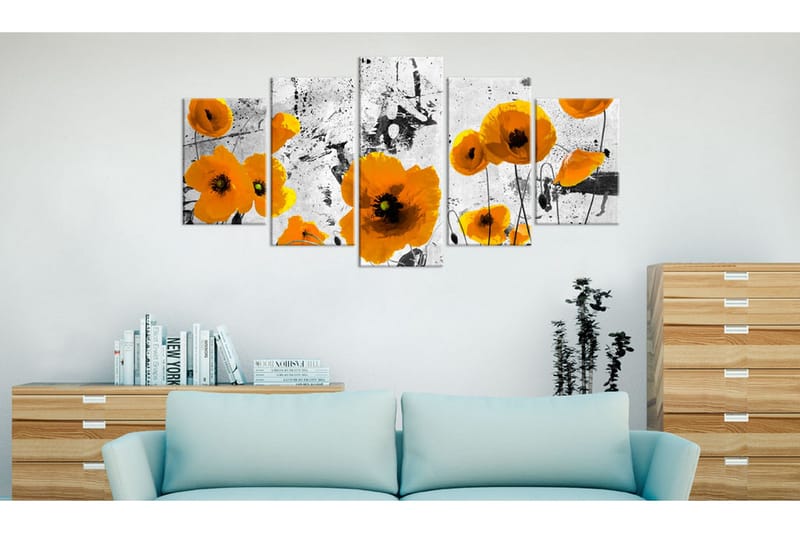 Billede Poppies In The Royal Color 200x100 - Artgeist sp. z o. o. - Boligtilbehør - Billeder & kunst - Billeder på lærred