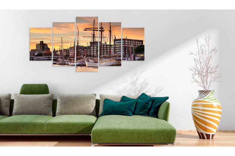 Billede Port Of Hamburg 200x100 - Artgeist sp. z o. o. - Boligtilbehør - Billeder & kunst - Billeder på lærred