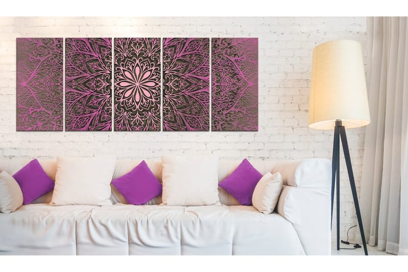 Billede Pink Mandala 200x80 - Artgeist sp. z o. o. - Boligtilbehør - Billeder & kunst - Billeder på lærred