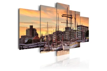 Billede Port Of Hamburg 200x100 - Artgeist sp. z o. o. - Boligtilbehør - Billeder & kunst - Billeder på lærred