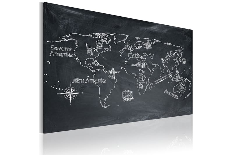 Blackboard Geography lektion (tjekkisk) 120x80 - Artgeist sp. z o. o. - Billeder på lærred