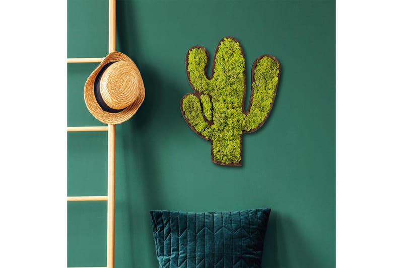 Cactus Canvasbillede - Grøn/Hvid - Boligtilbehør - Billeder & kunst - Billeder på lærred