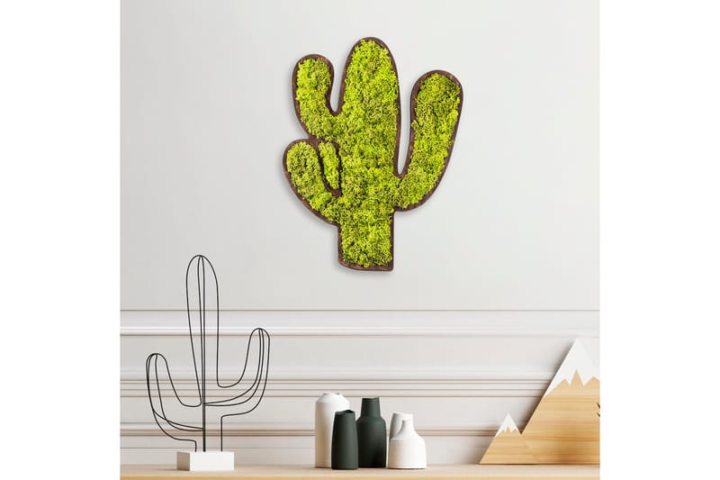 Cactus Canvasbillede - Grøn/Hvid - Boligtilbehør - Billeder & kunst - Billeder på lærred