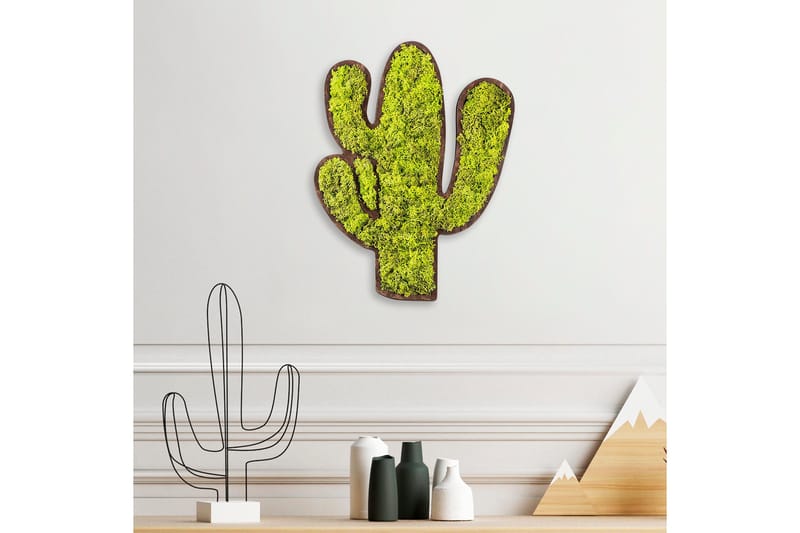 Cactus Canvasbillede - Grøn/Hvid - Boligtilbehør - Billeder & kunst - Billeder på lærred
