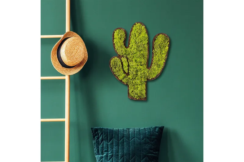 Cactus Canvasbillede - Grøn/Hvid - Boligtilbehør - Billeder & kunst - Billeder på lærred