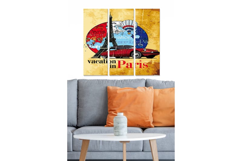 Canvas Annonce 3 stk Flerfarvet - 22x05 cm - Boligtilbehør - Billeder & kunst - Billeder på lærred