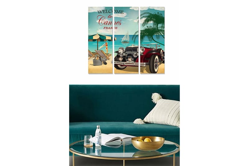 Canvas Annonce 3 stk Flerfarvet, 22x05 cm