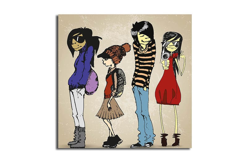 Canvas Blomster Flerfarvet, 44x54 cm