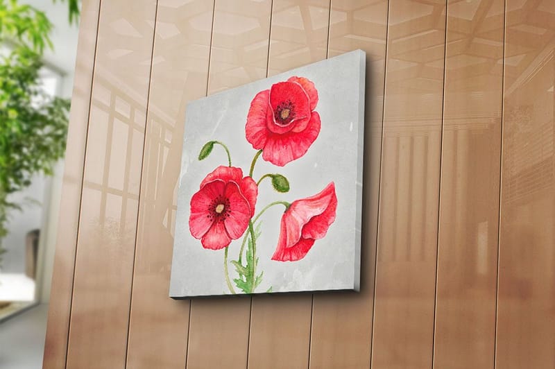 Canvas Blomster Flerfarvet - 44x54 cm - Boligtilbehør - Billeder & kunst - Billeder på lærred