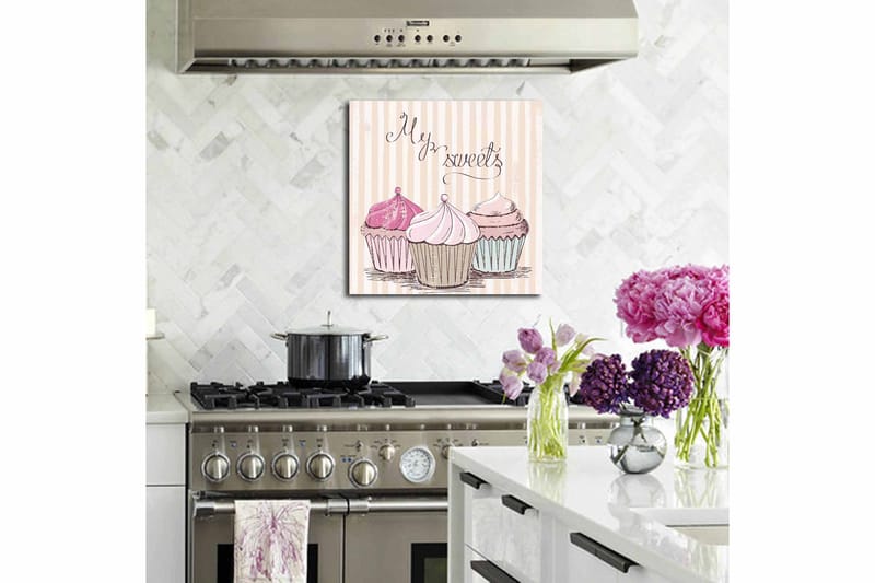 Canvas Blomster Flerfarvet - 44x54 cm - Boligtilbehør - Billeder & kunst - Billeder på lærred