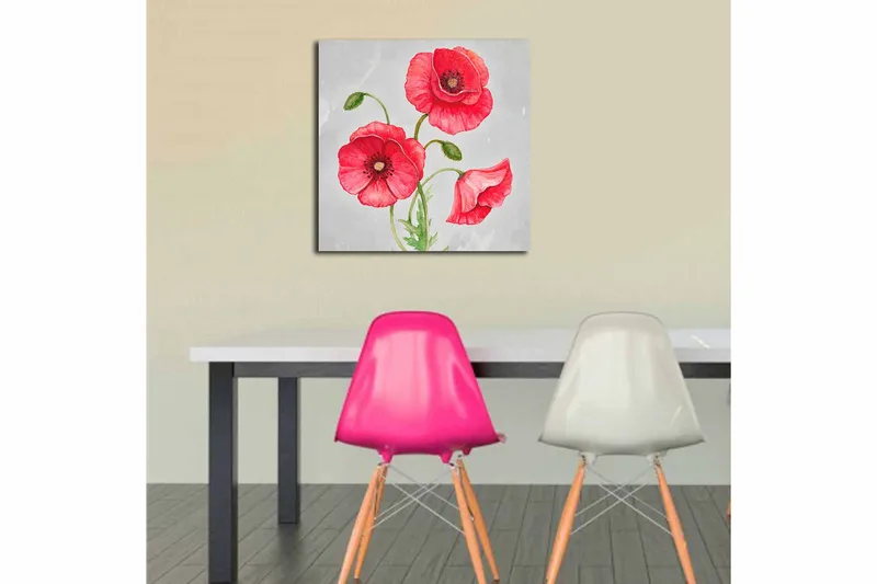 Canvas Blomster Flerfarvet - 44x54 cm - Boligtilbehør - Billeder & kunst - Billeder på lærred