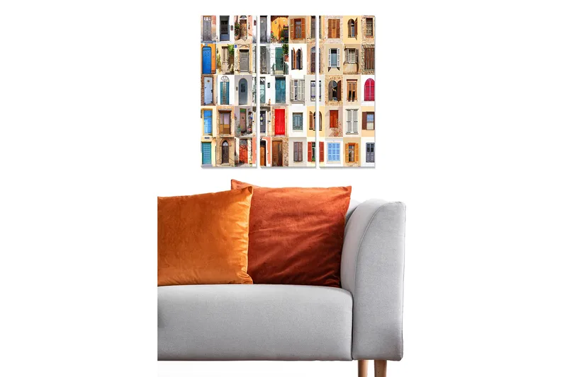 Canvas Bygning 3 stk Flerfarvet, 22x05 cm